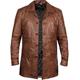 Mens Distressed Rust Coat -Real Leather Long Coat Men's- Classic Leather Blazer- men's trench coat long - trench coat men (Waxed Brown Long Coat, 4XL)