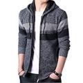 Biutimarden Men's Knitted Cardigan and Velvet Zipper Hoodie Sweatshirt Jacket Fashion Patchwork Midweight Autumn Winter Ribbed Collar Jumper Coat (Dark Grey 2XL)