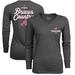 Women's Majestic Threads Charcoal Atlanta Braves 2021 World Series Champions Hometown Long Sleeve V-Neck T-Shirt