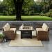 Crosley Bradenton 3 Piece Outdoor Loveseat Wicker Seating Set With Sand Cushions - 94.5 "W x 94.5 "D x 32.5 "H