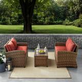 Crosley Bradenton 3-piece Outdoor Wicker Seating Set with Sangria Cushions - 94.5 "W x 94.5 "D x 32.5 "H