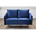 Mercer41 Funon 44.49" Square Arm Loveseat Velvet/Manufactured Wood in Blue | 33.07 H x 50.79 W x 31.49 D in | Wayfair