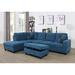 Blue Reclining Sectional - Latitude Run® 103.5" Wide Sofa & Chaise w/ Ottoman Upholstery/Velvet | 35 H x 103.5 W x 74.5 D in | Wayfair