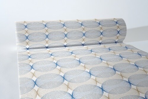 MANK Airlaid Tischläufer Ludo in Blau-Gold, 40 cm x 24 m, 1 Stück - Ornamente Retro Tischband Image