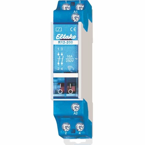 Eltako Installationsrelais, 1TE, teilelektronisch, DIN-Schiene, 2S, 12V/AC, 16A, 230V, AC Image