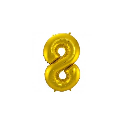 XL Folienballon Zahl 8 in gold, 86 cm, 1 Stück, Helium Ballon (unbefüllt) – Luftballon