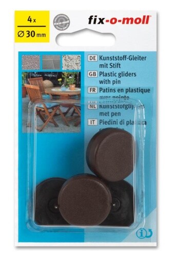 Kunststoffgleiter mit Stift rund 30mm braun fix-o-moll Image