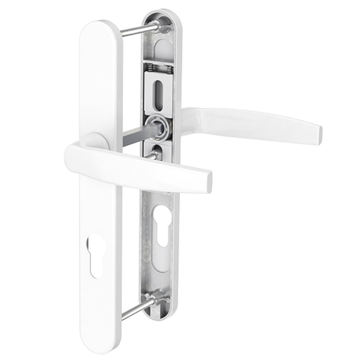 MS Beschläge Türbeschlag Schmalrahmengarnitur Weiß PZ 92mm Drücker/Drücker Türstärke 71-86mm Image