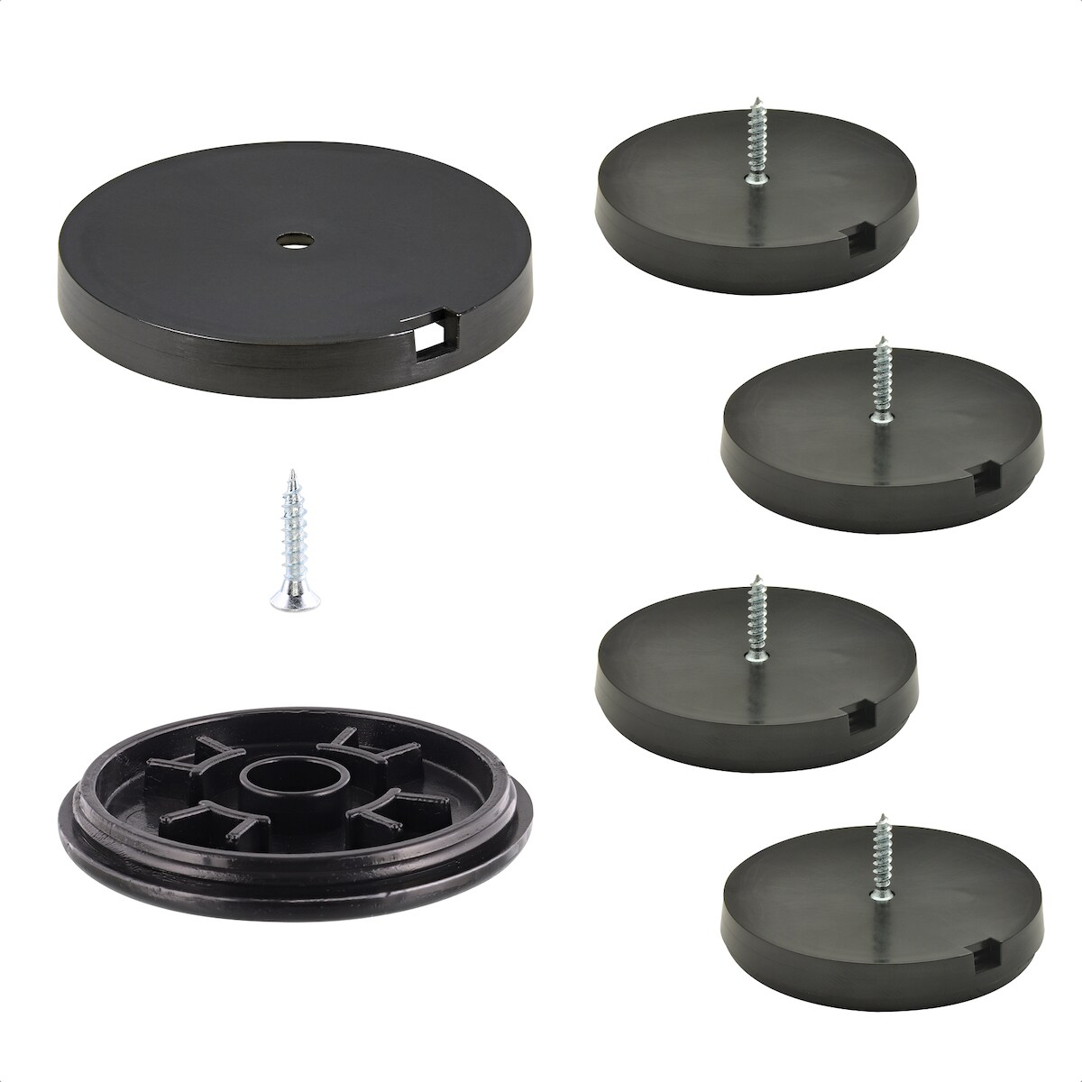 WAGNER QuickClick® Kunststoffgleiter BLACK - zum Schrauben, 4x Basis & Schraube & Einsatz Ø 50 mm, DE Ware - 15807500 Image