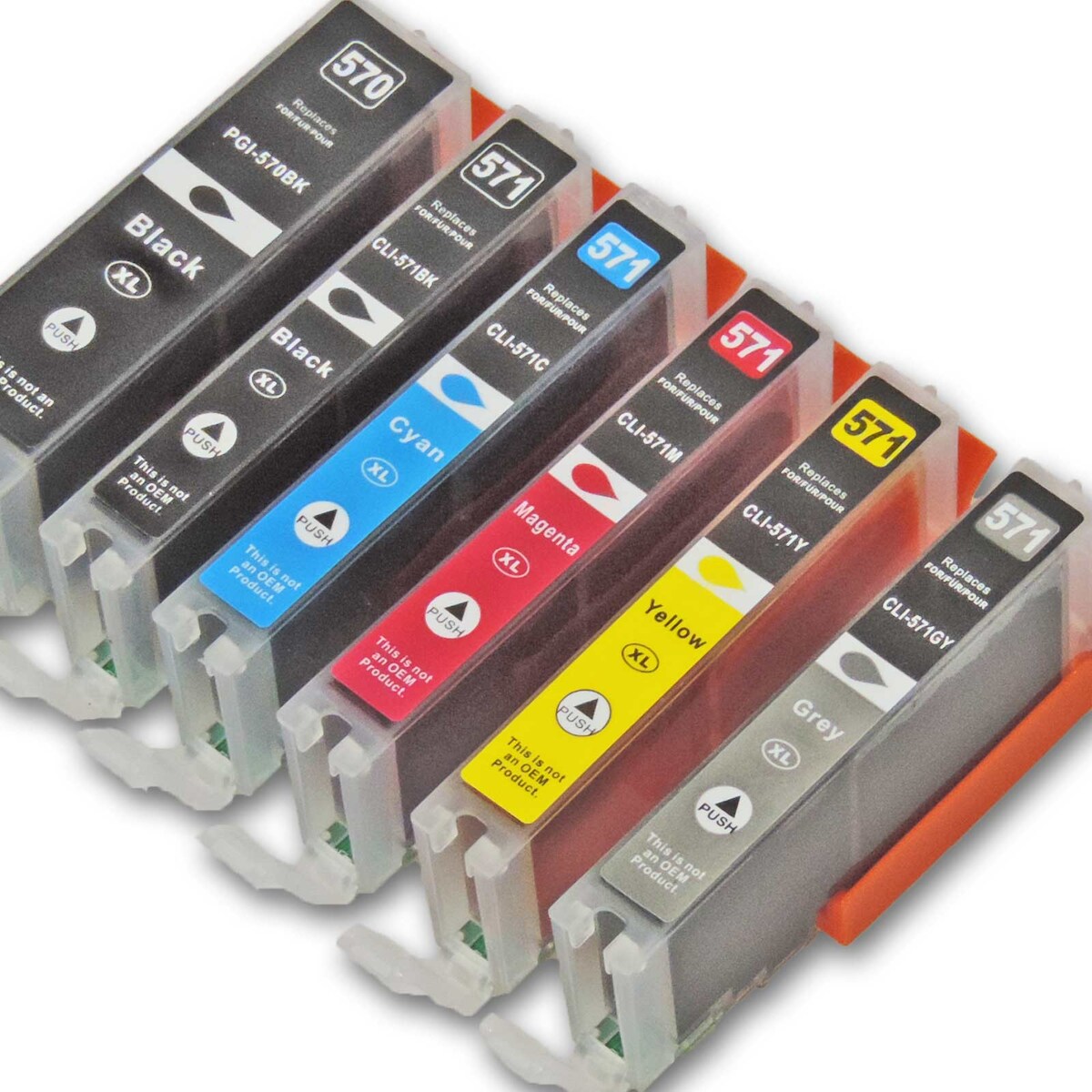 6 Druckerpatronent kompatibel Canon PGI-570 XL, CLI-571 XL inkl. Tintenfarbe Grau von D&C Image