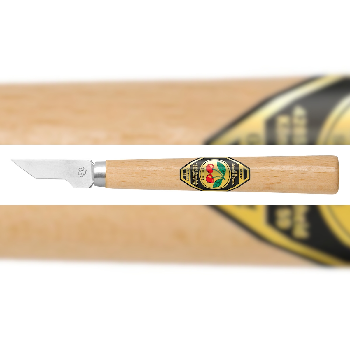 Kirschen Kerbschnitzmesser, schmale Klinge, schräge Schneide Image