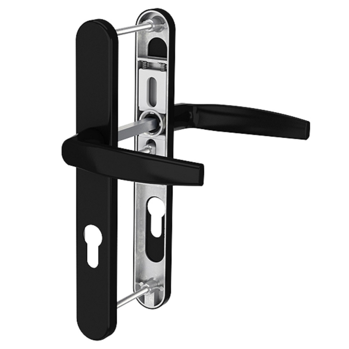 MS Beschläge Langschild Schmalrahmengarnitur Schwarz 92mm PZ Drücker/Drücker TS 71-86mm Image