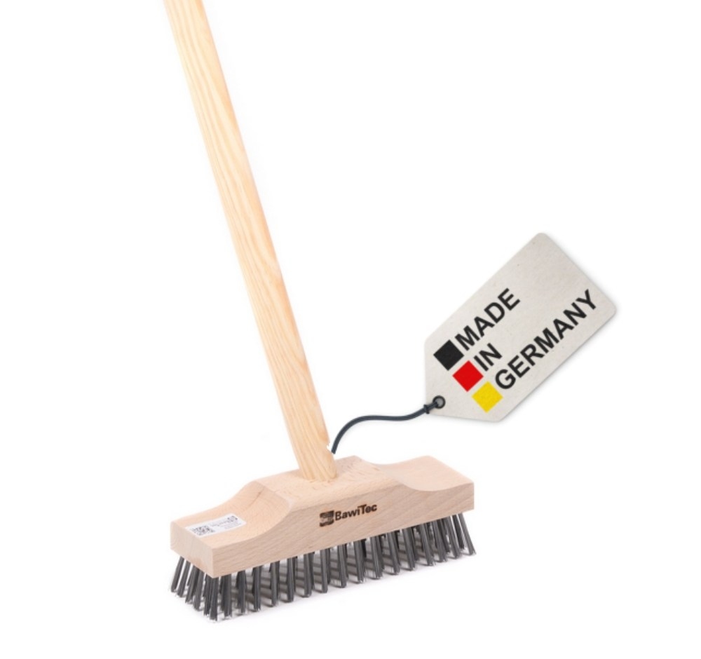 Spezial Stahldrahtschrubber 22cm Breit Stahlschrubber Drahtbesen mit Stiel 140cm Lang Holzstiel Drahtborsten Schrubber Image