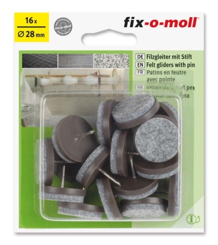 Filzgleiter mit Stift rund 28mm Sparpack braun fix-o-moll Image