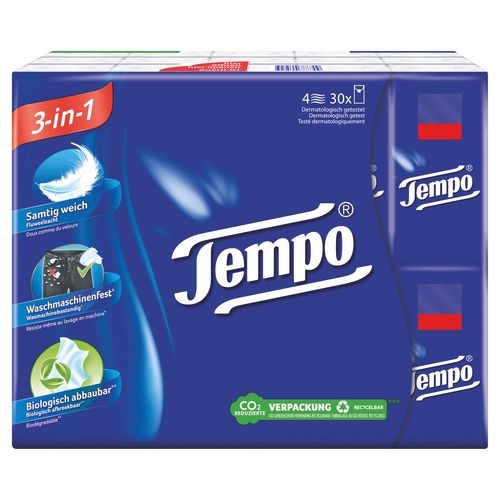 Tempo Taschentücher 4-lagig 30 Stück à 10 Blatt Image