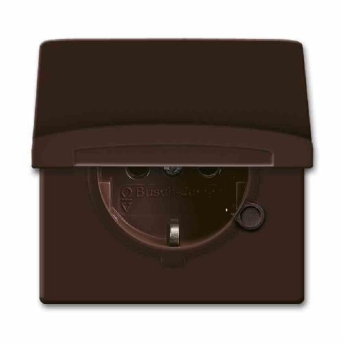 Busch-Jaeger Allwetter 44 Steckdose, 1f, braun, glänzend, Unterputz, horizontal/vertikal, mit Klappdeckel, IP44, Zentralplatte Image