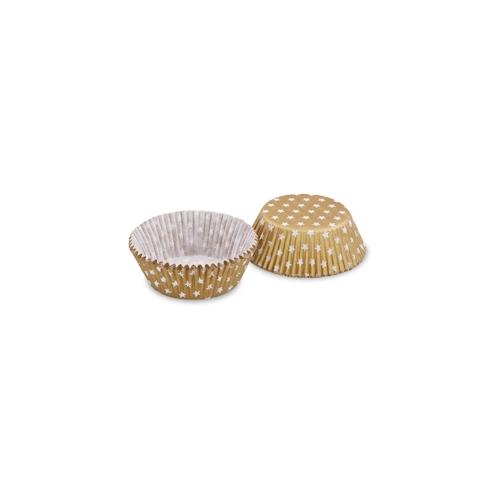 160x Muffinkapseln Gebäckkapseln Gold mit weißen Sternen O 50 x 30 mm