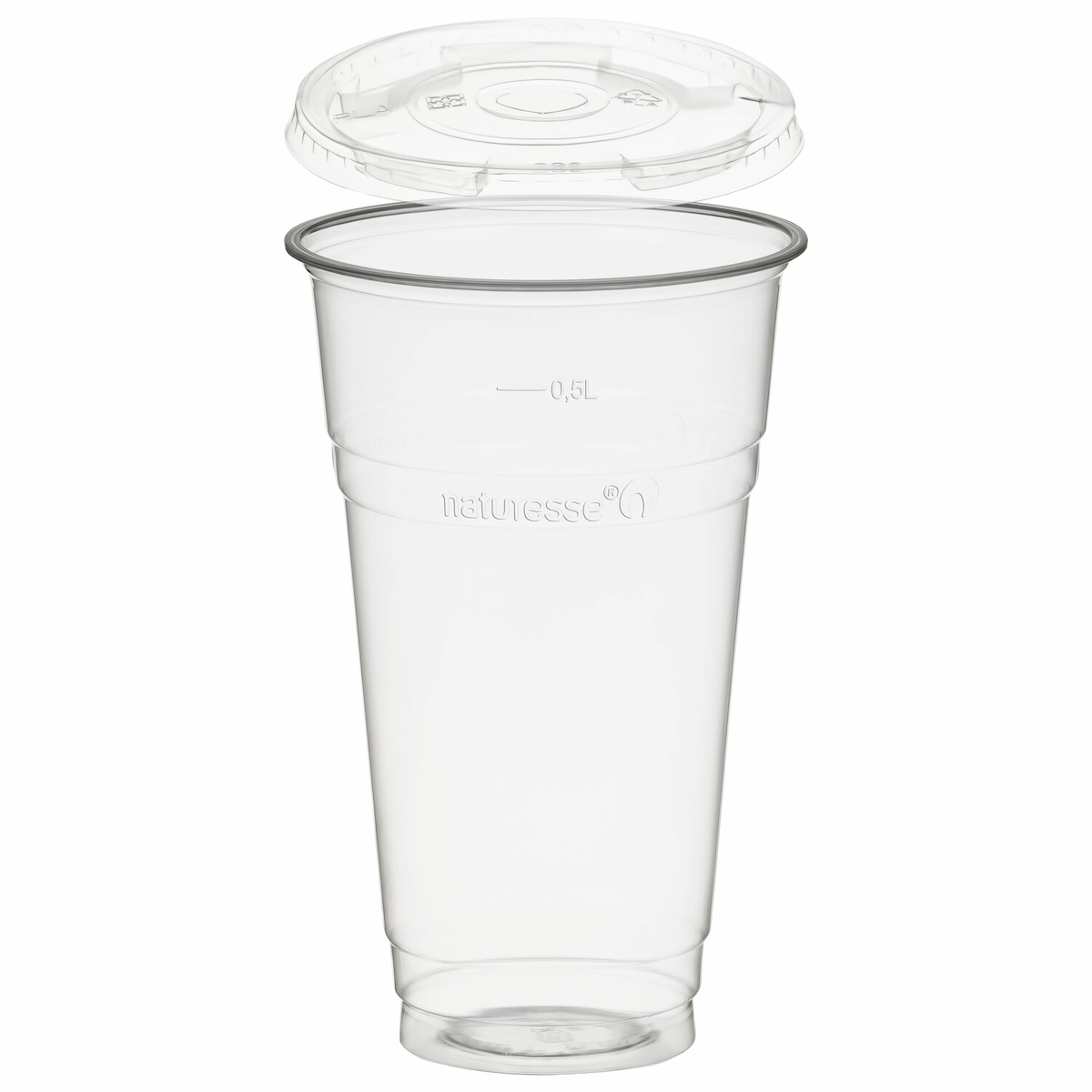 VEPATIM 50x BIO Trinkbecher 500ml + Deckel mit Halmstanzung aus Biokunststoff(PLA) Image