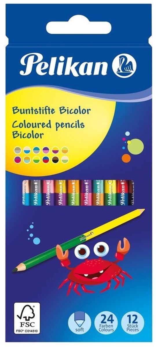 Pelikan Buntstifte Bicolor farbig sortiert VE=12 Stück (24 Farben) Image