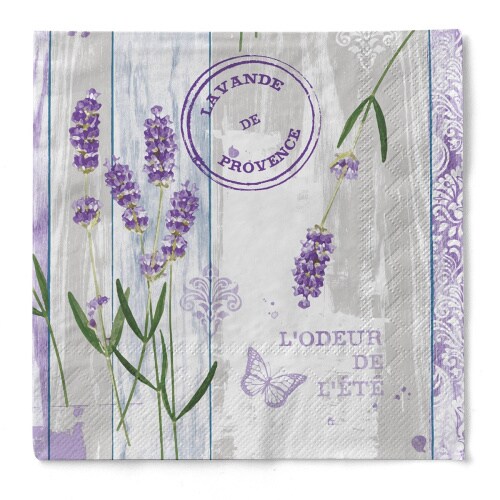 Sovie HOME Serviette Lavinia aus Tissue 33 x 33 cm, 20 Stück - Lavendel Rustikal Frühling Schmetterling Image