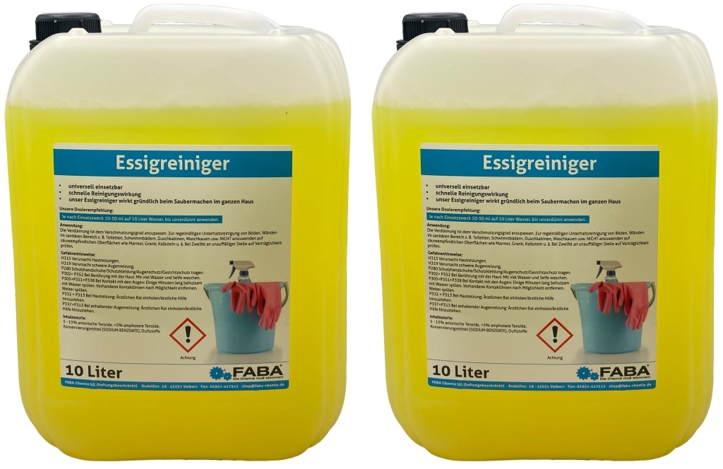 FABA Chemie 20 L Essigreiniger Essig Reiniger Badreiniger 2 x 10 L Image
