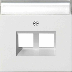 Gira System 55 Zentralplatte, Modular-Jack, 2f, reinweiß, mit Beschriftungsfeld, 2640112 Image