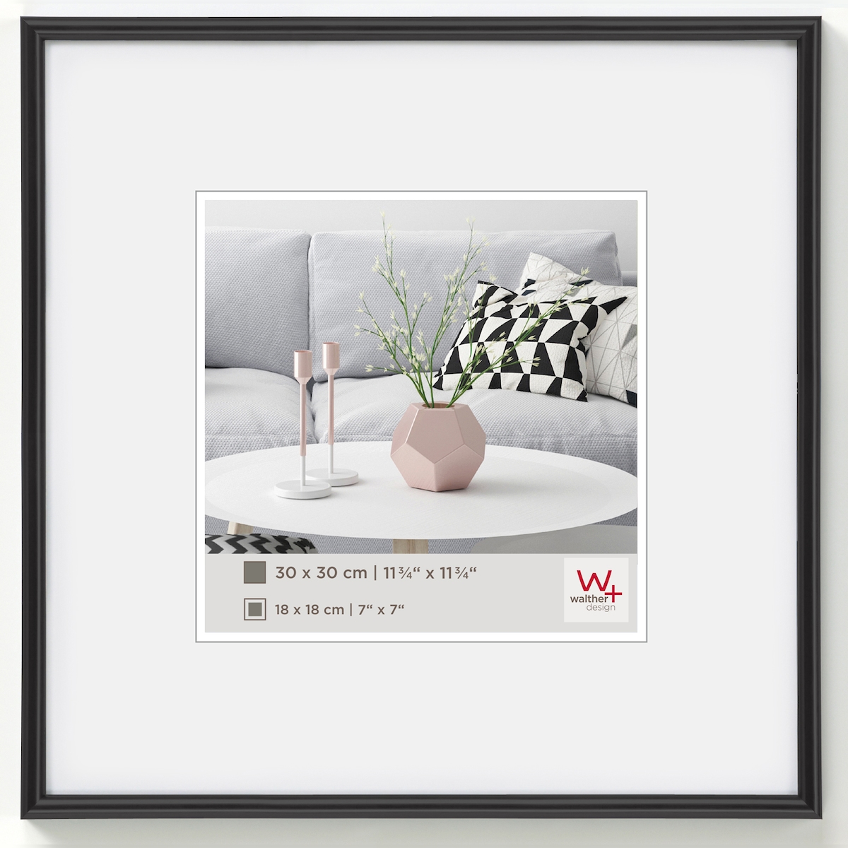 walther + design Galeria Kunststoff Bilderrahmen, schwarz, 15 x 15 cm Image