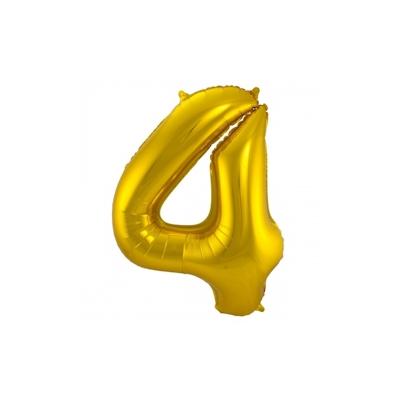 Folat XL Folienballon Zahl 4 in gold, 86 cm, 1 Stück, Helium Ballon (unbefüllt) - Luftballon