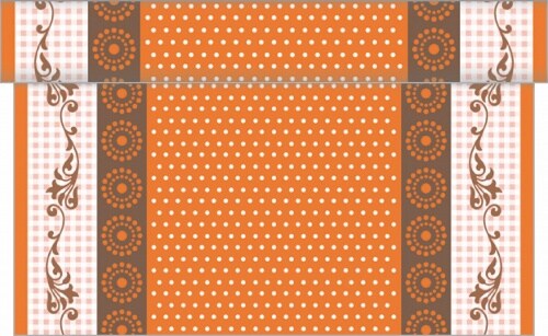 Sovie HOME Tischläufer Rabea in Orange aus Linclass® Airlaid 40 cm x 4,80 m, 1 Stück - Punkte Ornamente Hasen Ostern Image