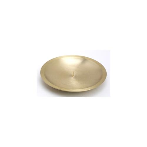 Hochzeitskerzenhalter mit Dorn, Dekoteller Messing matt gold für Hochzeitskerzen Ø 16 cm