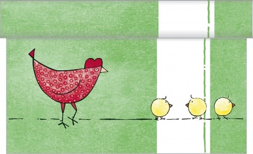 Sovie HOME Tischläufer Tiffy aus Linclass® Airlaid 40 cm x 4,80 m, 1 Stück - Hühner Küken Frühling Ostern Image