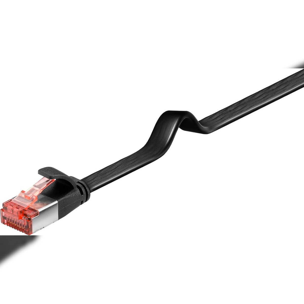 Goobay 94234 CAT 6 Flach-Patchkabel, U/FTP, Schwarz, 3 m - Kupfermaterial Image