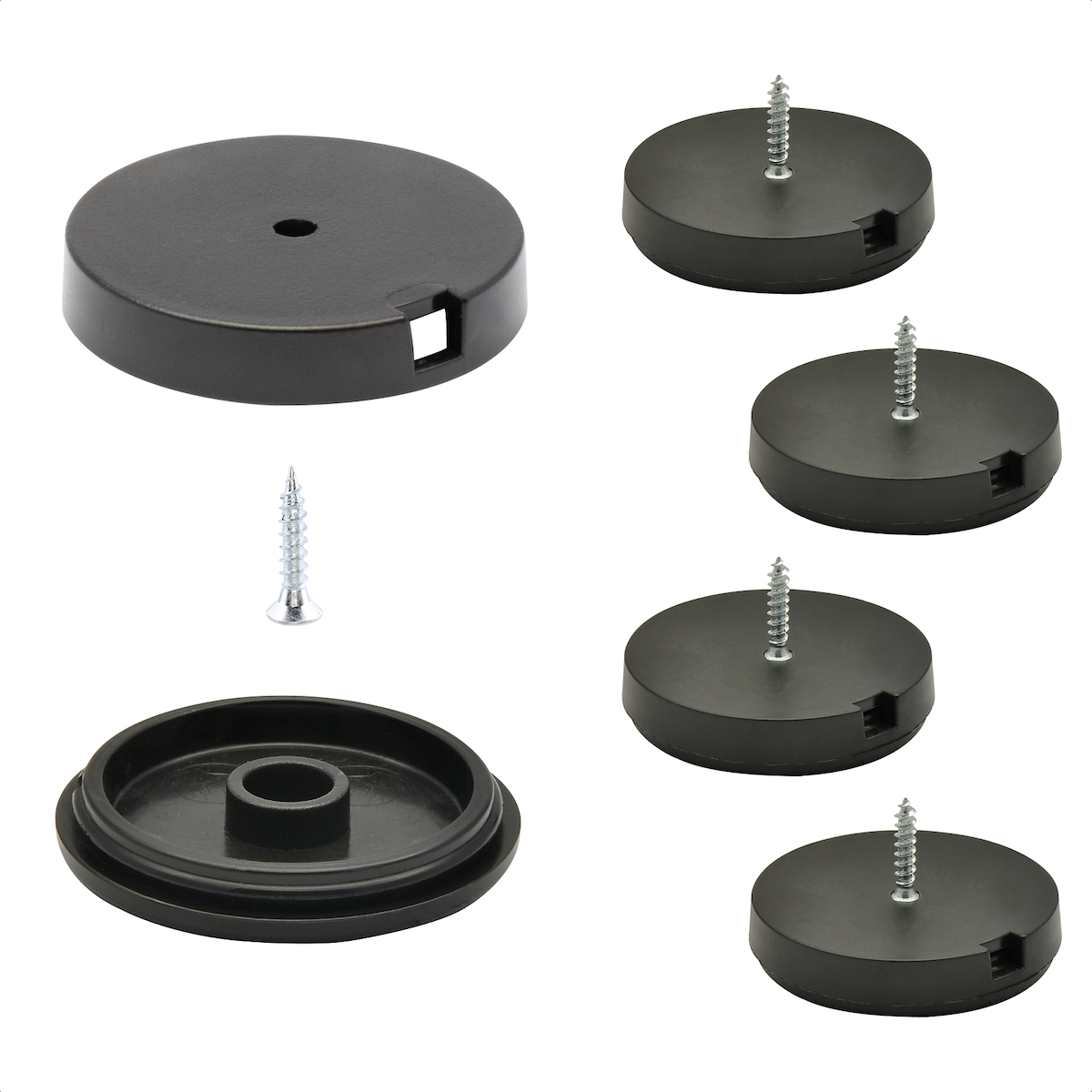 WAGNER QuickClick® Kunststoffgleiter BLACK - zum Schrauben, 4x Basis & Schraube & Einsatz Ø 40 mm, DE Ware - 15807400 Image