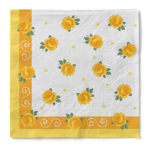 Sovie HOME Serviette Rosita in Gelb aus Tissue 33 x 33 cm, 20 Stück - Punkte Rosen Image