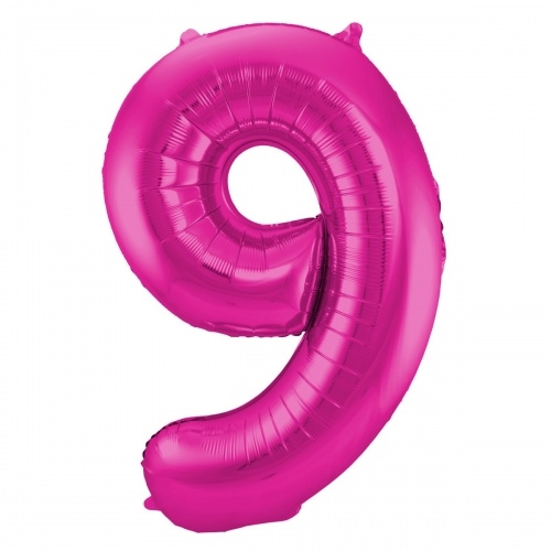 Folat XL Folienballon Zahl 9 in magenta, 86 cm, 1 Stück, Helium Ballon (unbefüllt) - Luftballon Image