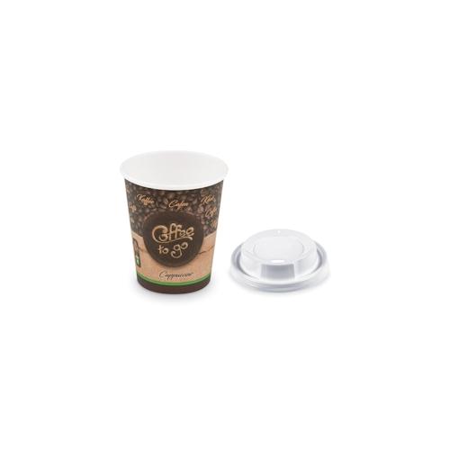 100x Kaffeebecher M ‚Coffee To Go‘ Cappuccino mit Trinkdeckel 200ml 280ml