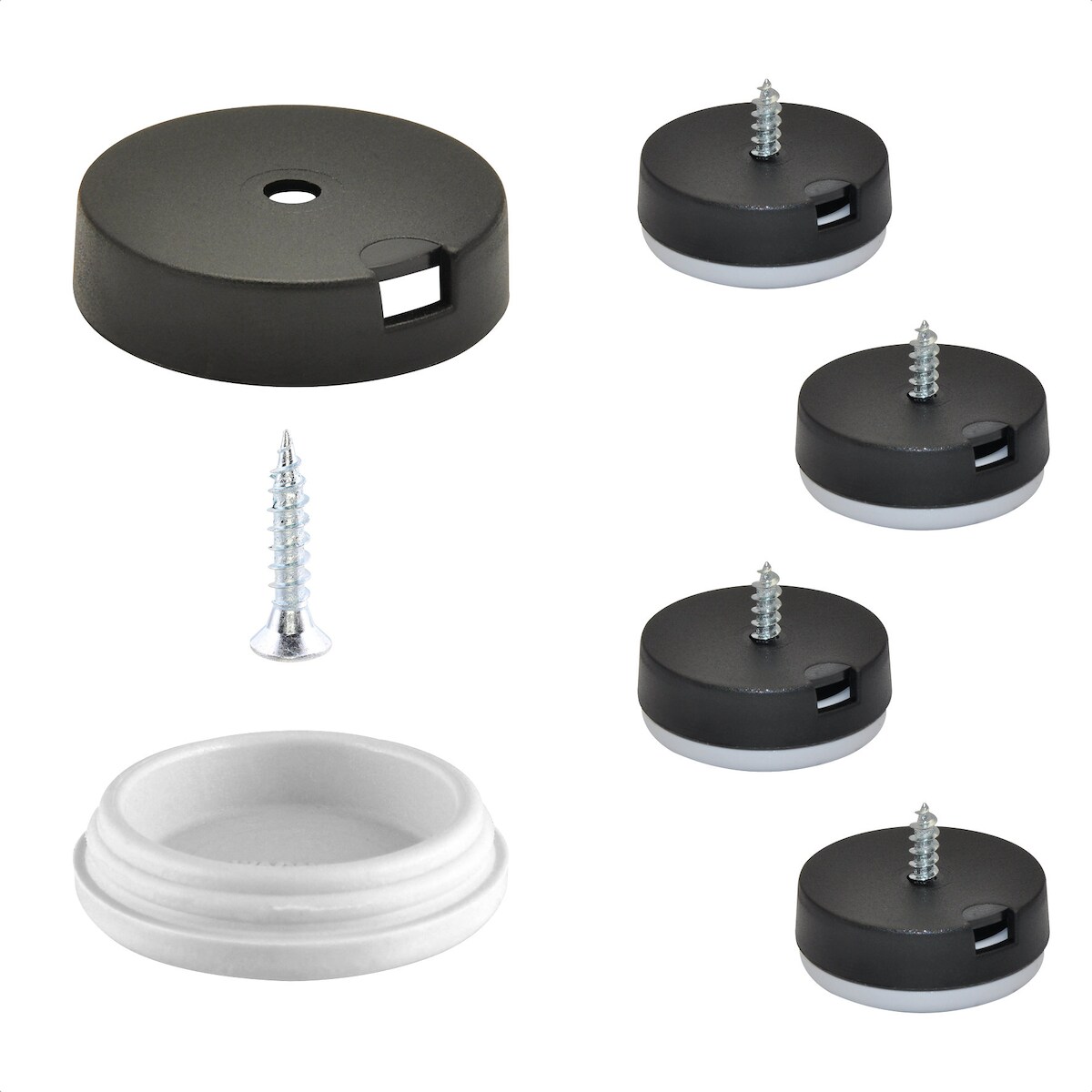 WAGNER QuickClick® Kunststoffgleiter HYPER - zum Schrauben, 4x Basis & Schraube & Einsatz Ø 25 mm, DE Ware - 15809500 Image