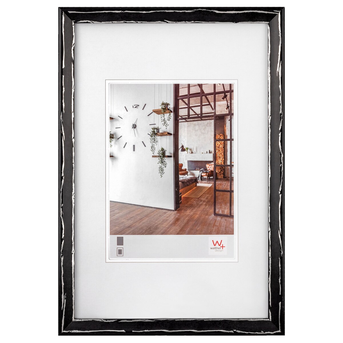 walther + design Metropolis Holz Bilderrahmen, schwarz-silber, 9 x 13 cm Image