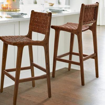 Augusto Low Back Bar & Counter Stool - Warm Pecan/Black/Counter Height, Counter Height (24"H Seat) - Grandin Road