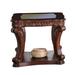 Traditional End Table with Cabriole Legs and Wooden Carving, Brown - 24.38 H x 24 W x 26 L Inches