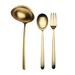 3-piece Stainless Steel w/PVD Titanium Coating Linea Ice Oro Serving Set (Fork, Spoon, and Ladle)