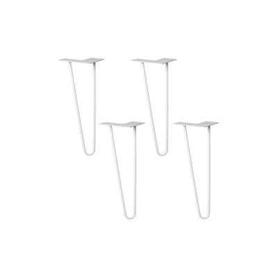 WAGNER Möbelbeine HAIRPIN LEGS Retro 4tlg. Set - 12 x 12 x 40 cm, Stahl hellgrau, Bein schräg&Anschraubplatte - 12824604 Image