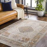 Panglao 7'10" x 9'8" Traditional Traditional Persian Medallion Cream/Dark Blue/Medium Gray/Olive/Light Beige/Mustard/Rust/Brick Red/Rust/Navy/Peach Area Rug - Hauteloom