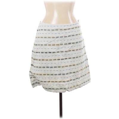 Ann Taylor LOFT Casual Skirt: Ivory Stripes Bottoms - Size 10