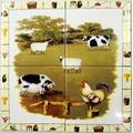 Farm Yard Ceramic Tile Mural 4 Tiles 6" Backsplash Kitchen Decorative Farm Country Scene Hand Decorated in UK