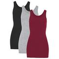 DYLH Women's Long Tank Top Basic Layering Workout Pack of 3 Top Yoga Tank Sport T-Shirt Gym Fitness Running Sleeveless Vest