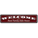 Lizton Sign Shop, Inc Welcome To The Family Name Lake House Aluminum Sign Metal in Gray/Red/White | 4 H x 18 W x 0.04 D in | Wayfair 1114-A418