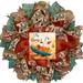 The Holiday Aisle® Personalized Fall Leaves Wreath Burlap/Deco Mesh in Blue/Brown/Green | 24 H x 24 W x 6 D in | Wayfair