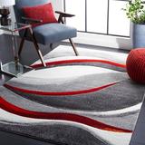 Gray/Red 63 x 0.59 in Indoor Area Rug - Orren Ellis Vilica Abstract Area Rug Polypropylene | 63 W x 0.59 D in | Wayfair