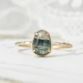 LAMOON – bague d'agate en mousse verte naturelle pour femmes bagues en pierres précieuses Vintage